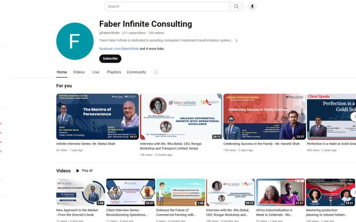 Faber Infinite Consulting - YouTube Channel